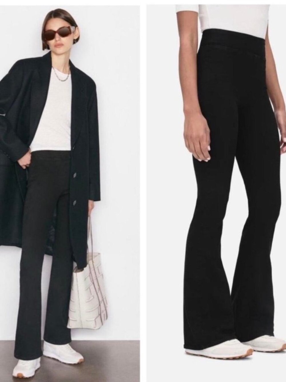 NWOT Frame Jetset Flare Jeans Pull-On Front Seams Sheen Noir Black Sz 2 (29-33)